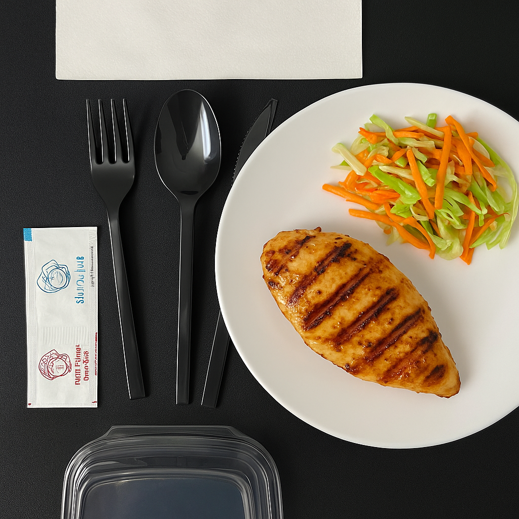 PS STR Black Set – Fork, Knife, Spoon, Napkin, Salt & Pepper - Paketoje